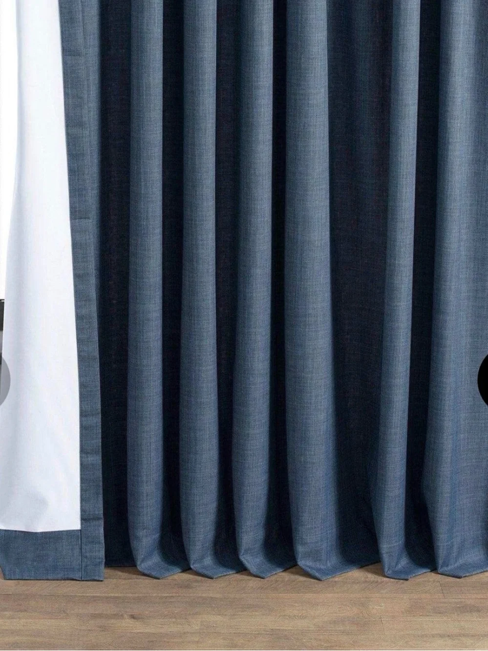 Navy Blue Linen Blackout Drapes - 2 Panels 100”x96”